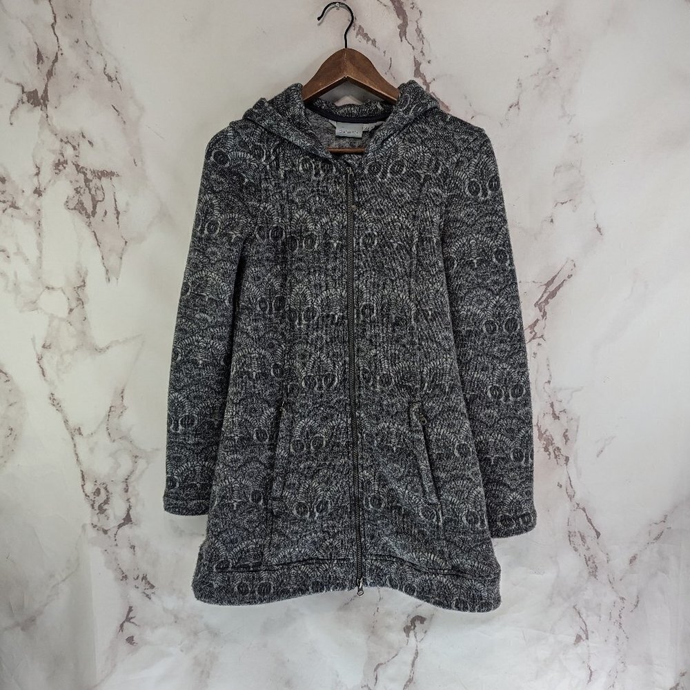 Athleta Jacket Women XS Gray Hoodie Long Parka Full Zip Sweater Knit Fleece
